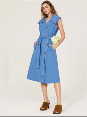 Rejina Pyo size 10 blue trench sleeveless knee-length dress